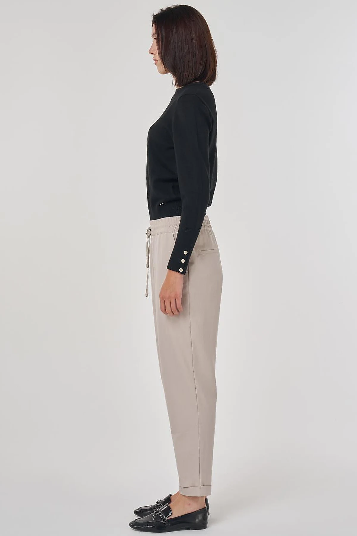 Double Cuff Carrot Cut Pants Stone