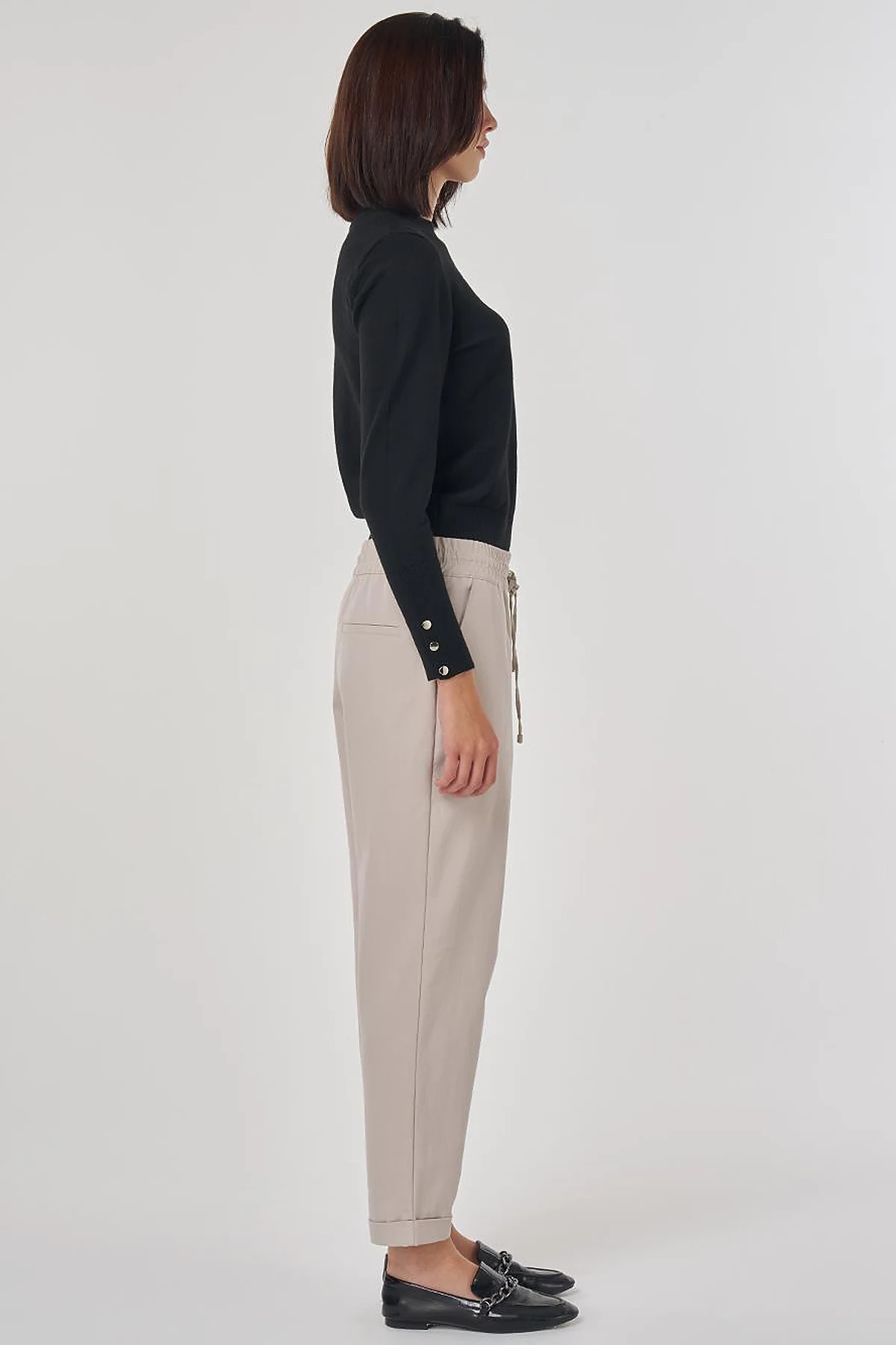 Double Cuff Carrot Cut Pants Stone