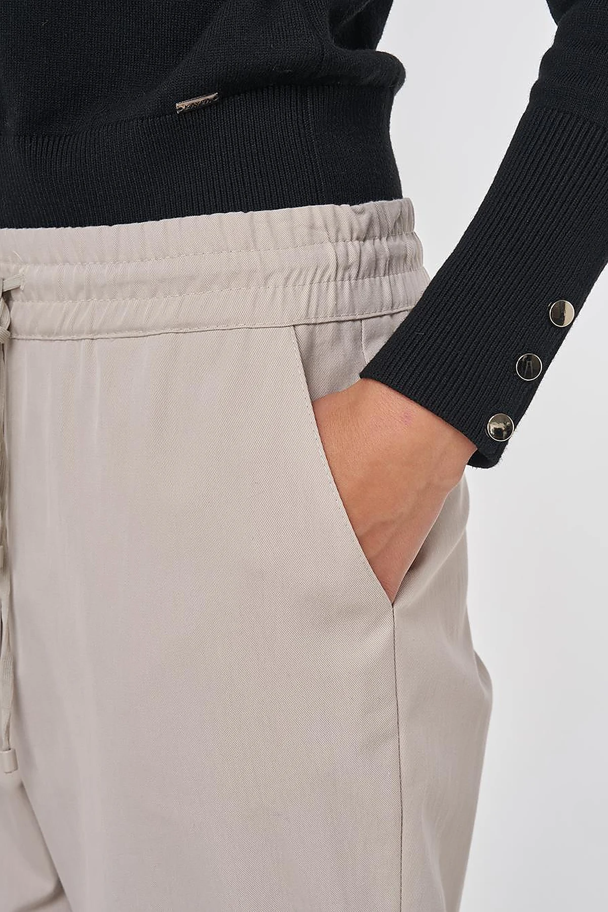 Double Cuff Carrot Cut Pants Stone