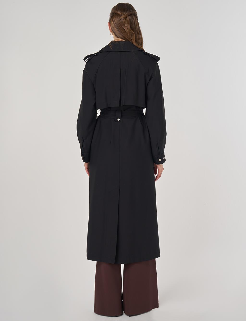 Belted Long Trench Coat Black
