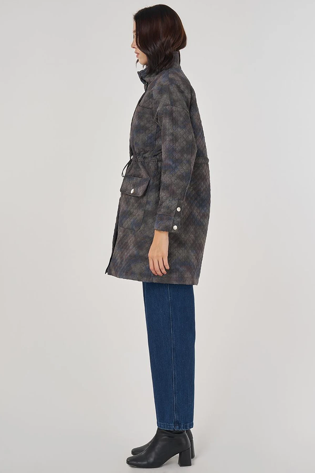 Camouflage Effect Quilted Coat Green