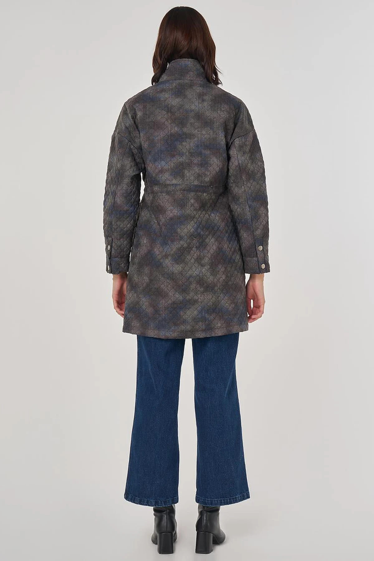 Camouflage Effect Quilted Coat Green