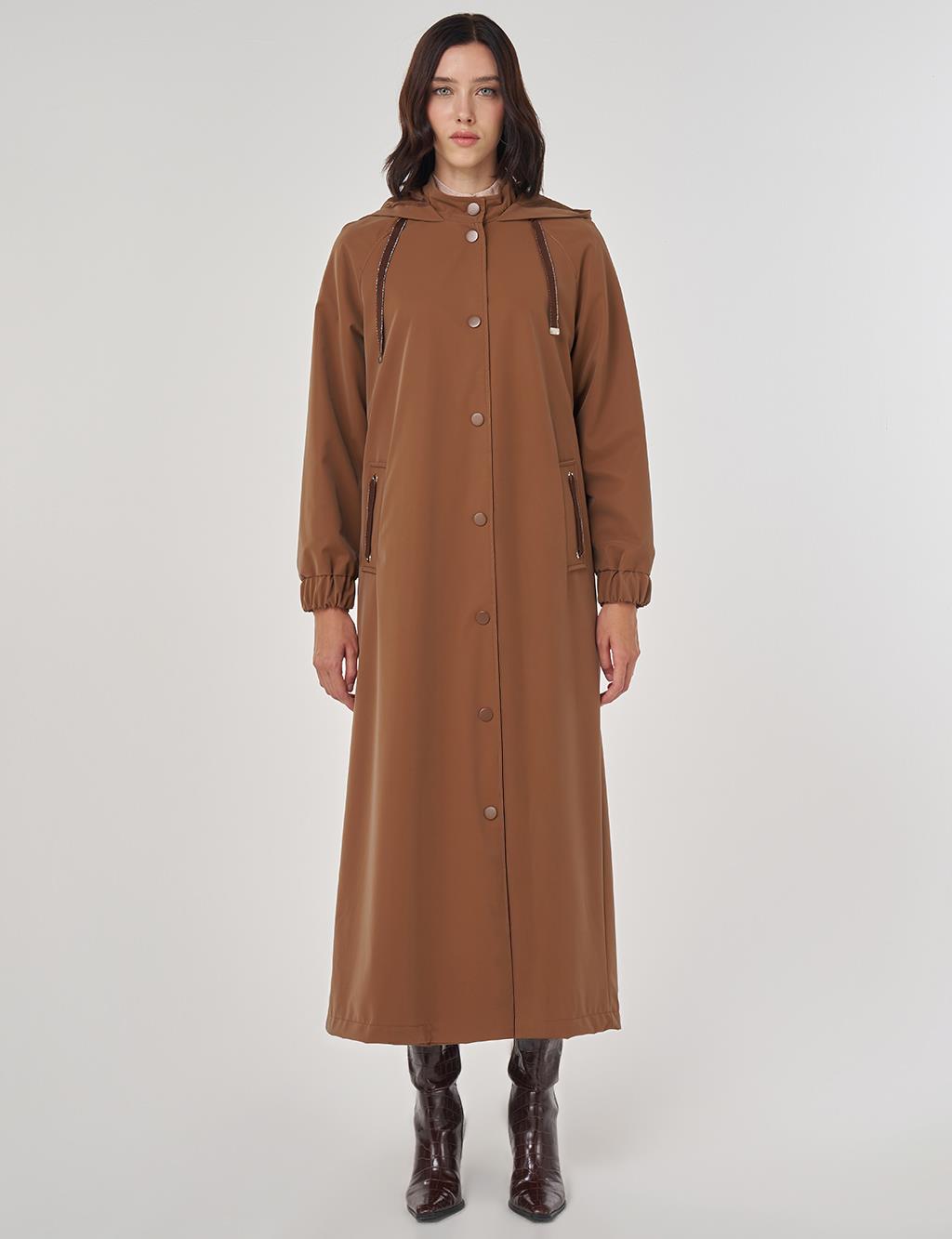 Dik Yaka Pardesü Sütlü Kahve 