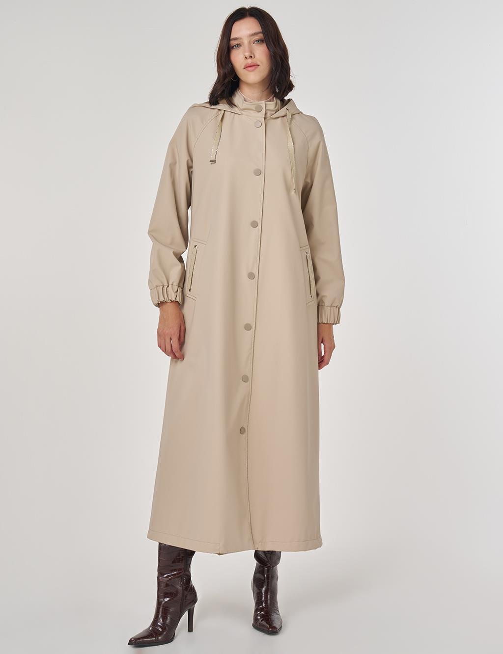 Dik Yaka Pardesü Bej 