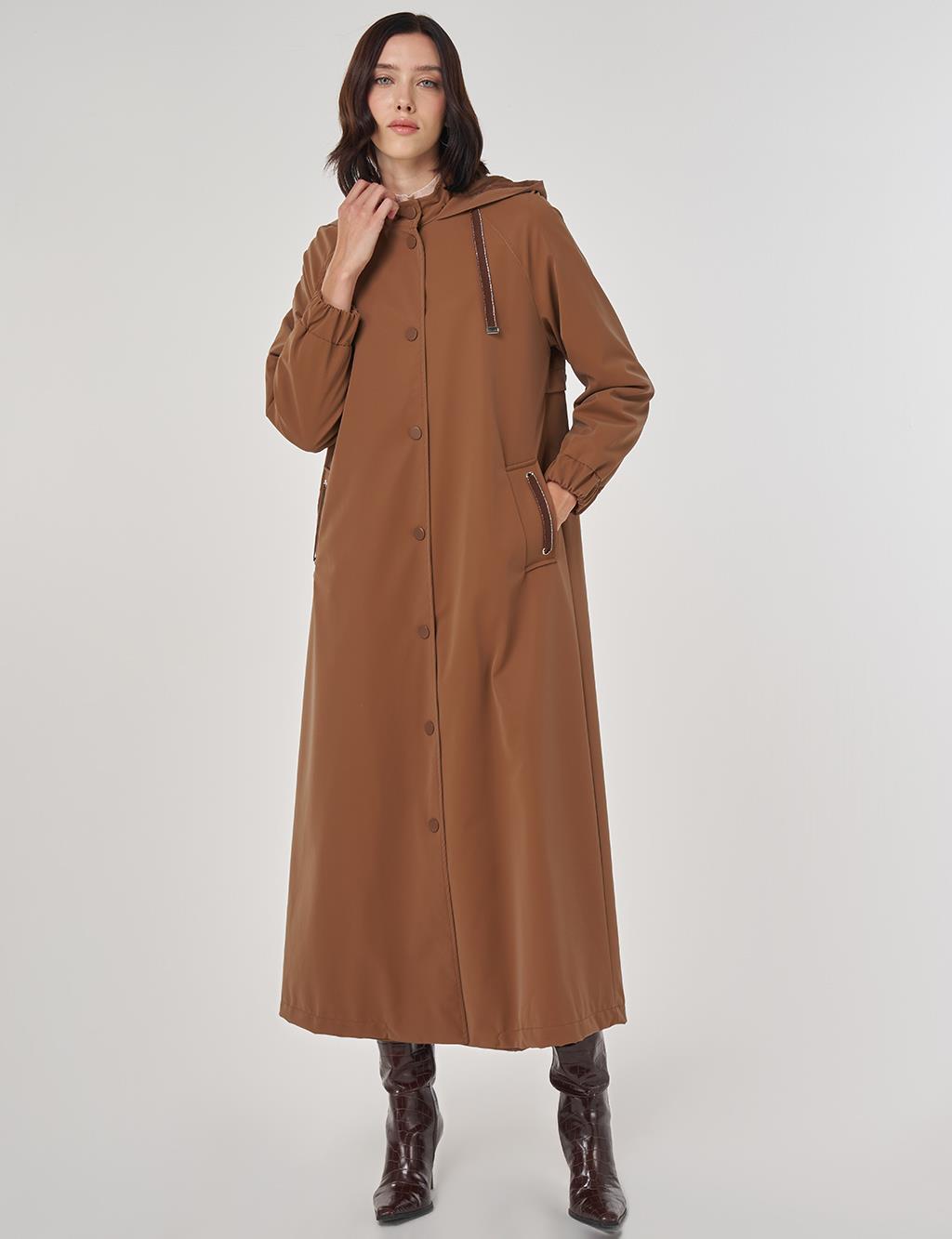 Dik Yaka Pardesü Sütlü Kahve 