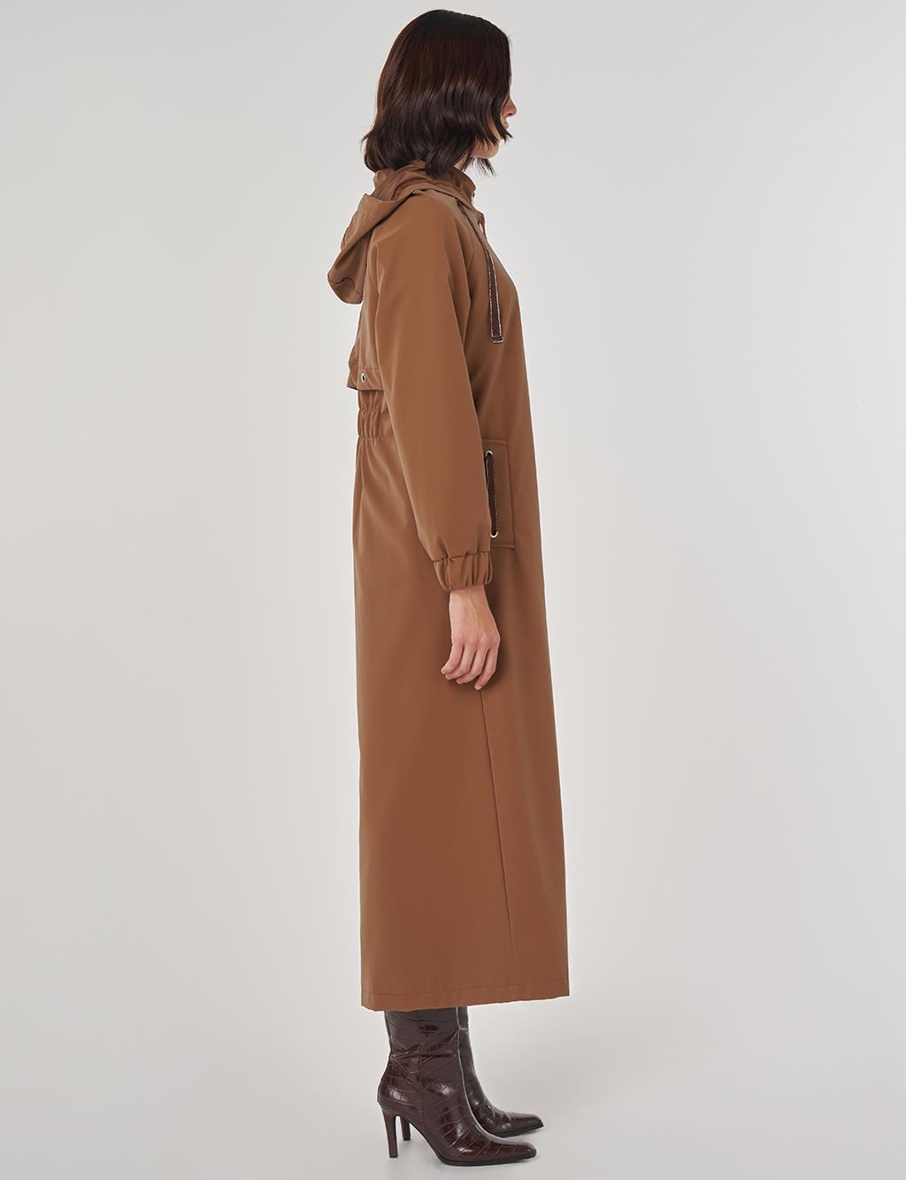 Dik Yaka Pardesü Sütlü Kahve 