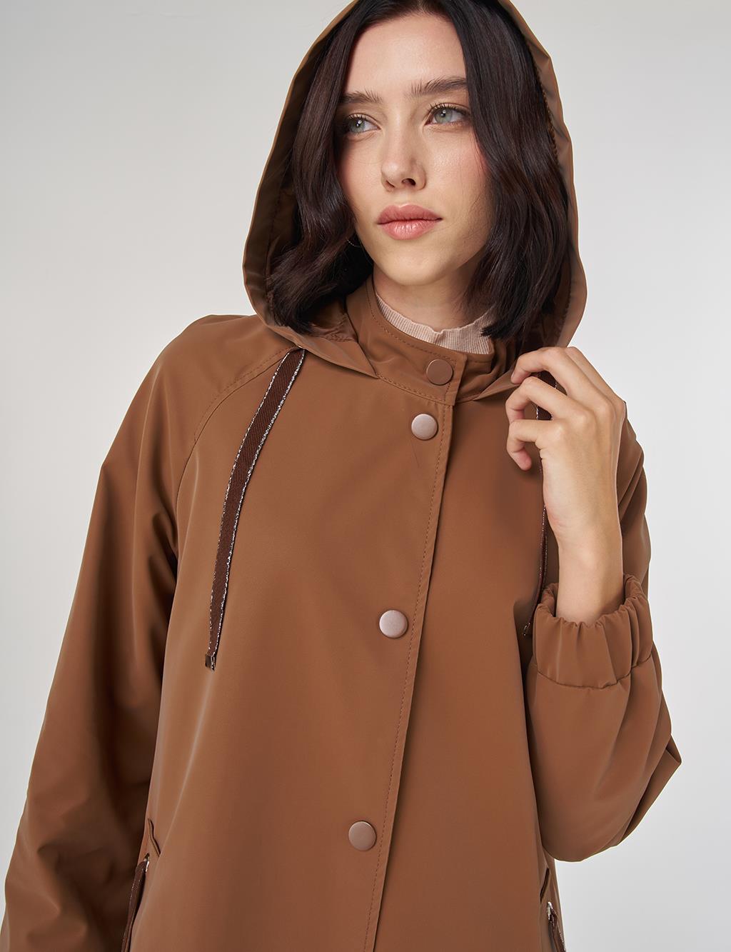 Dik Yaka Pardesü Sütlü Kahve 