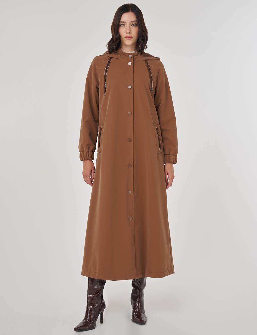 Dik Yaka Pardesü Sütlü Kahve 