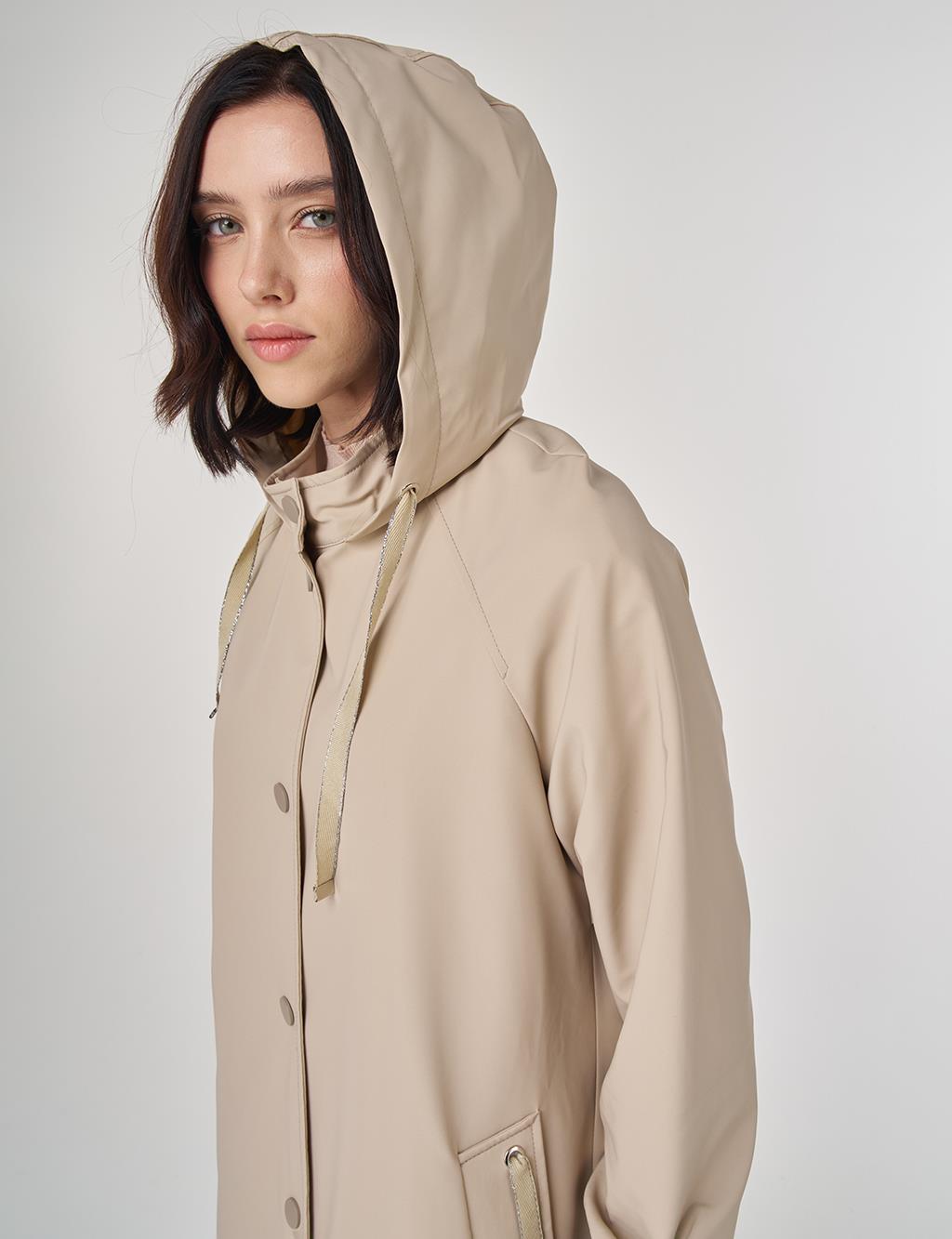 Dik Yaka Pardesü Bej 