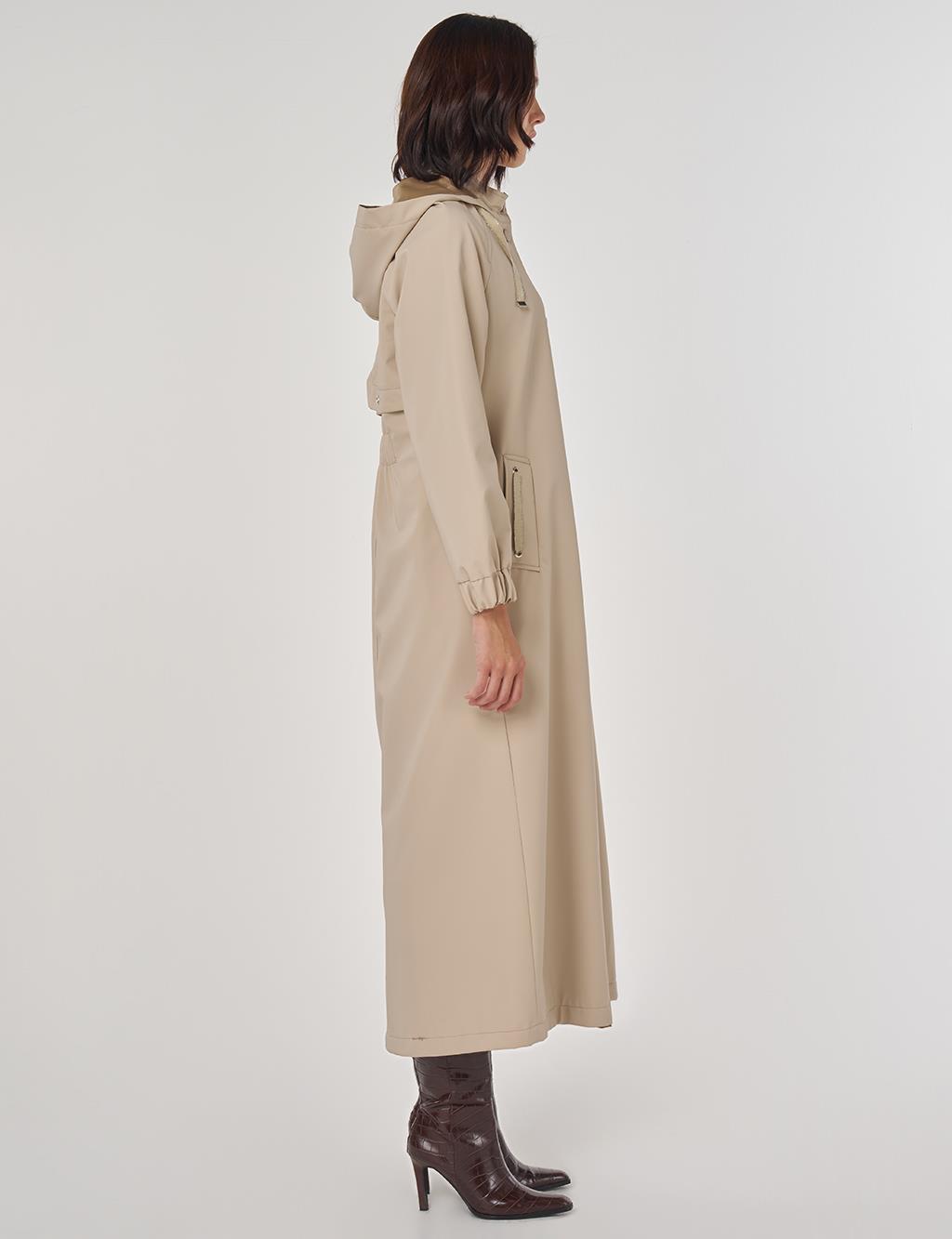 Dik Yaka Pardesü Bej 