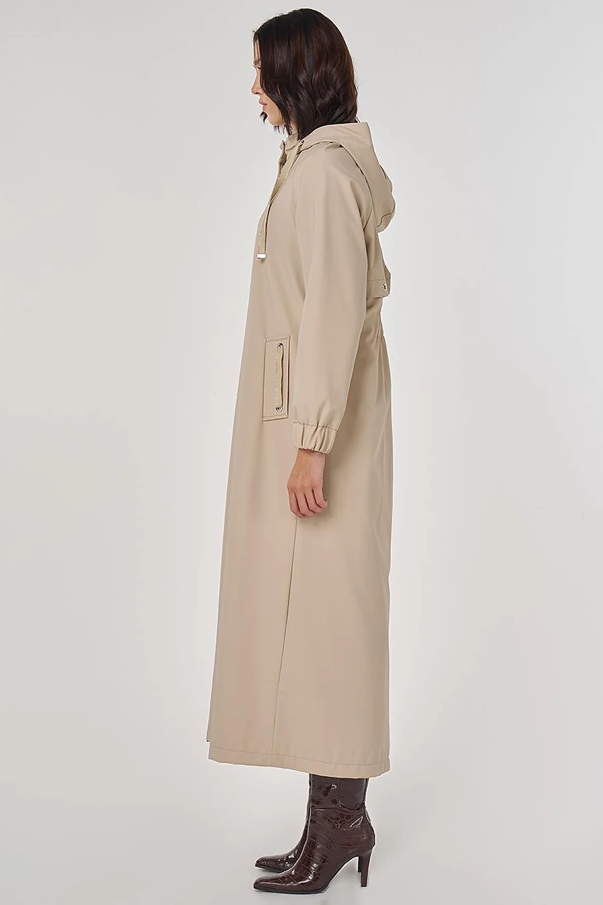 Stand Collar Overcoat Beige