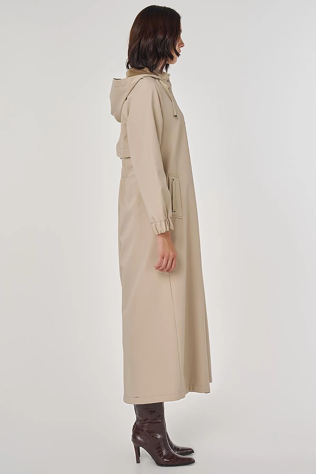 Stand Collar Overcoat Beige