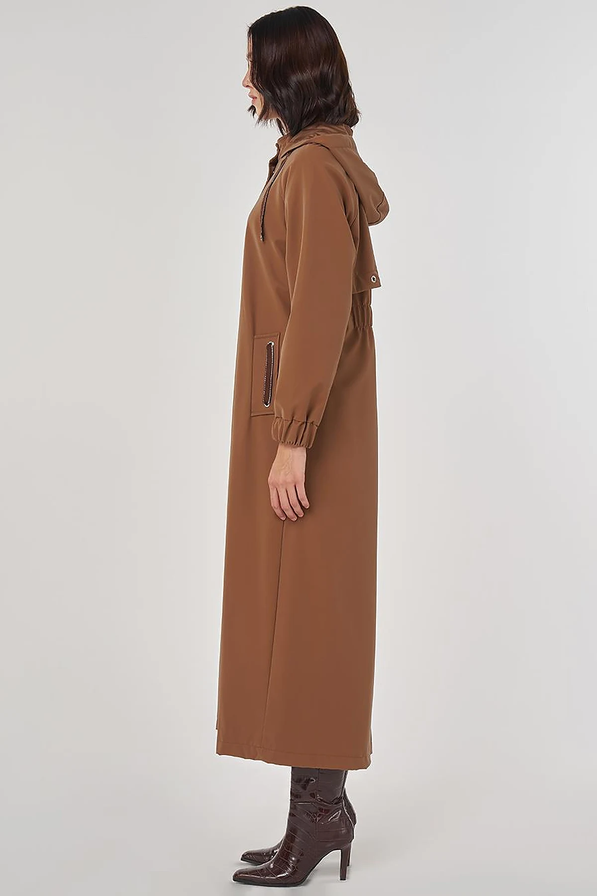 Stand Collar Overcoat Milky Brown