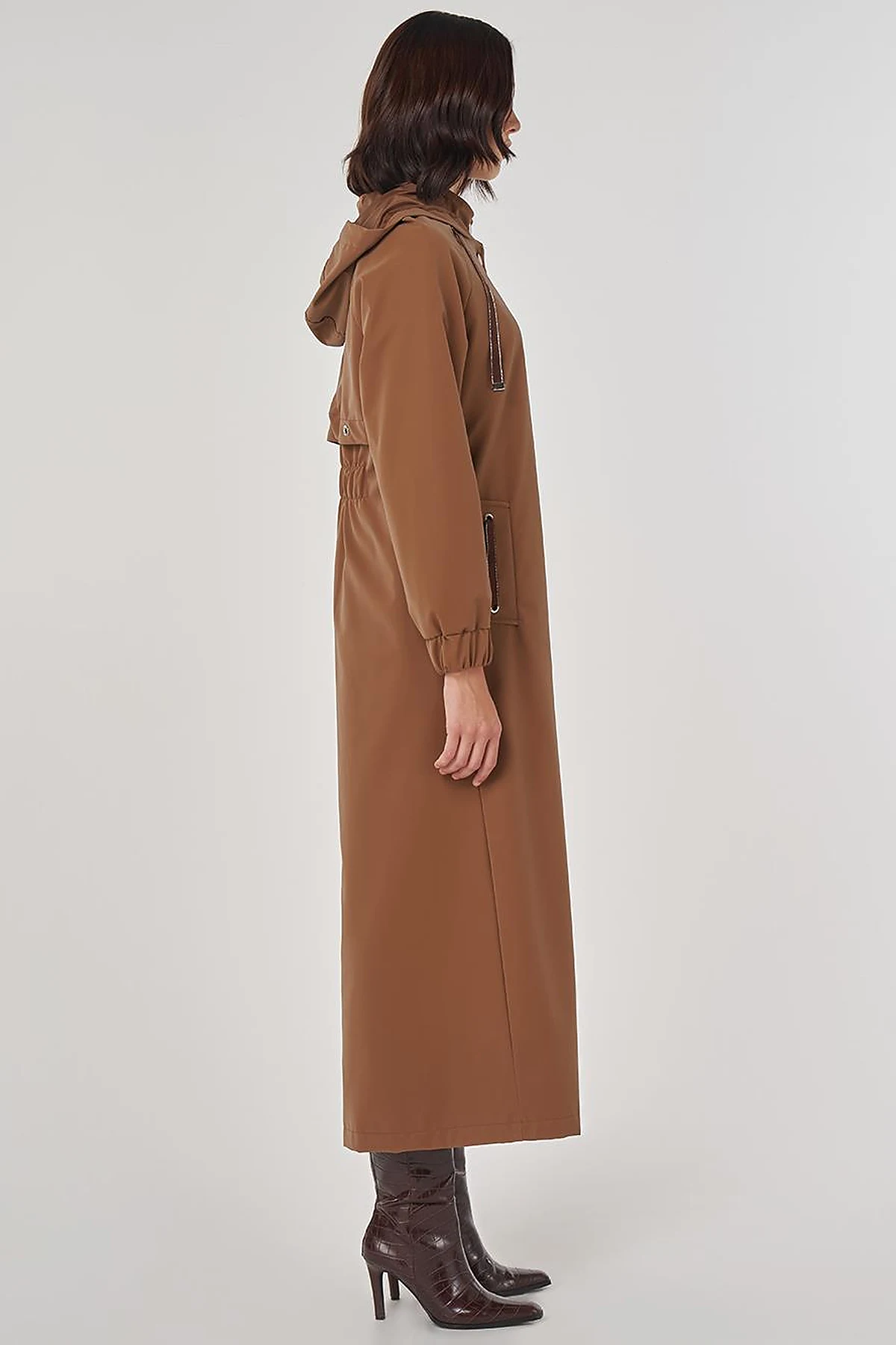 Stand Collar Overcoat Milky Brown