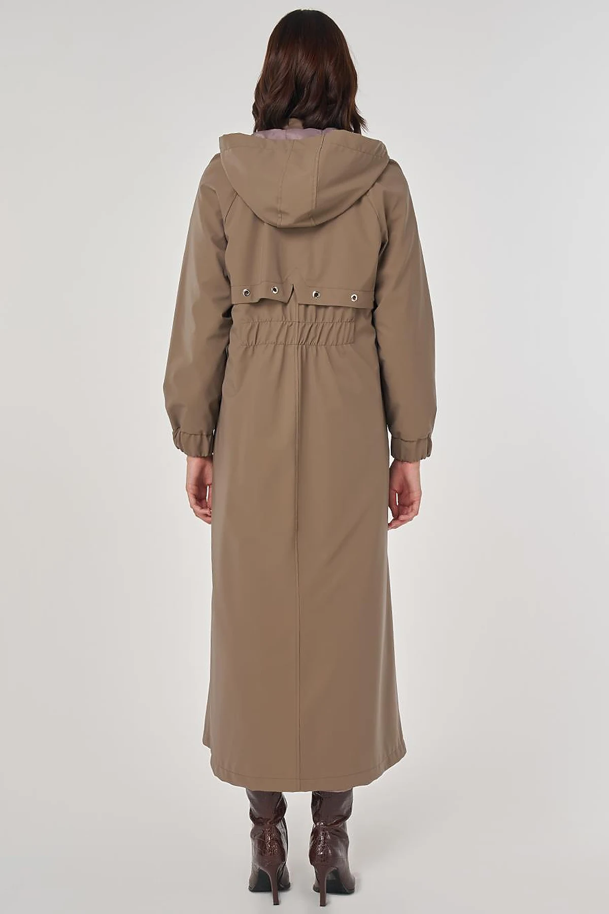Stand Collar Overcoat Taupe