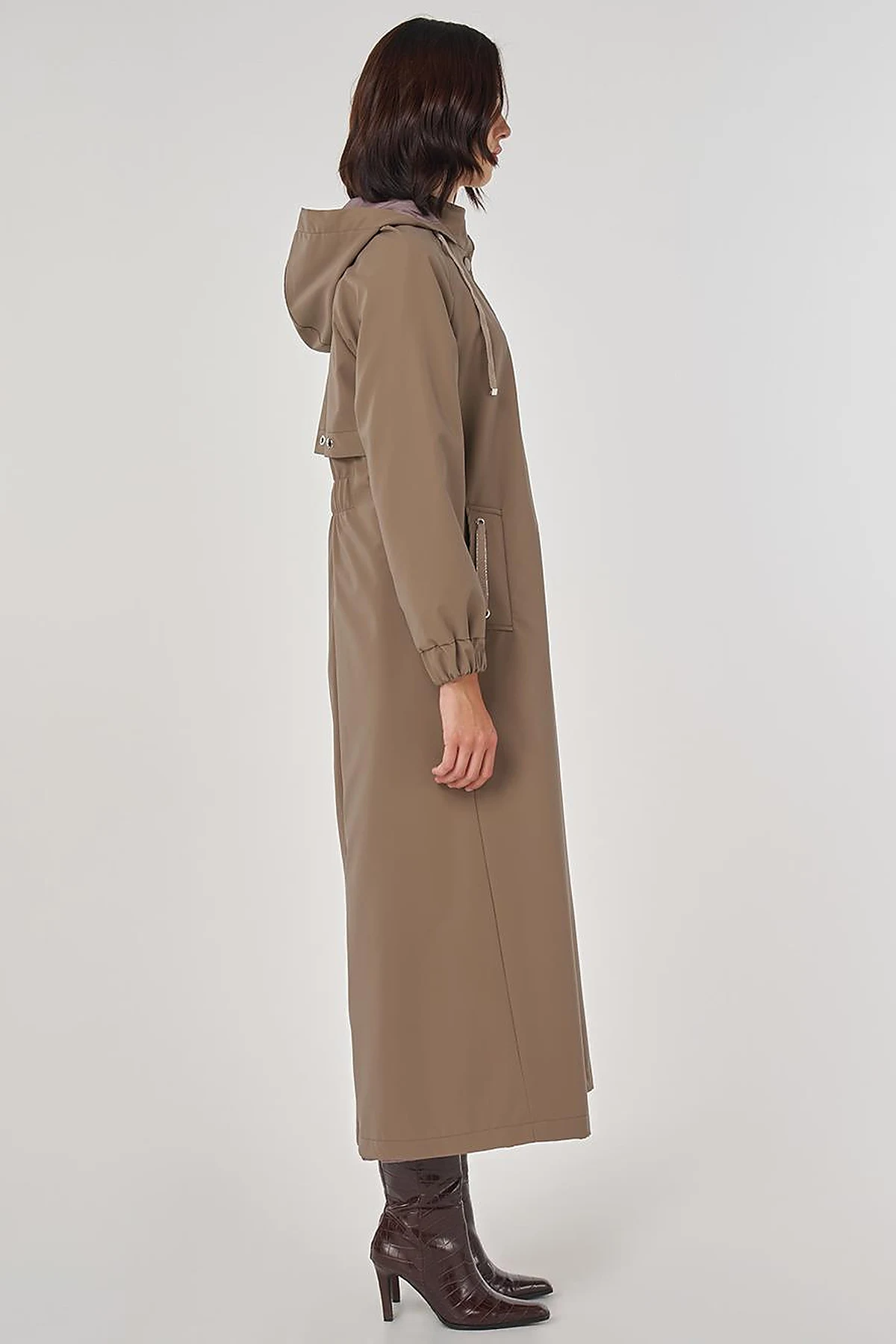 Stand Collar Overcoat Taupe
