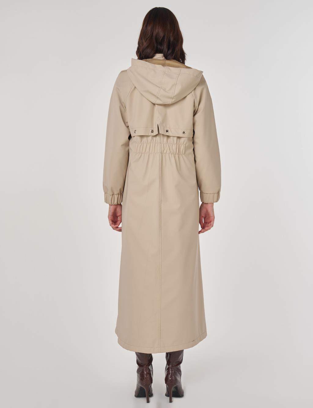 Dik Yaka Pardesü Bej 