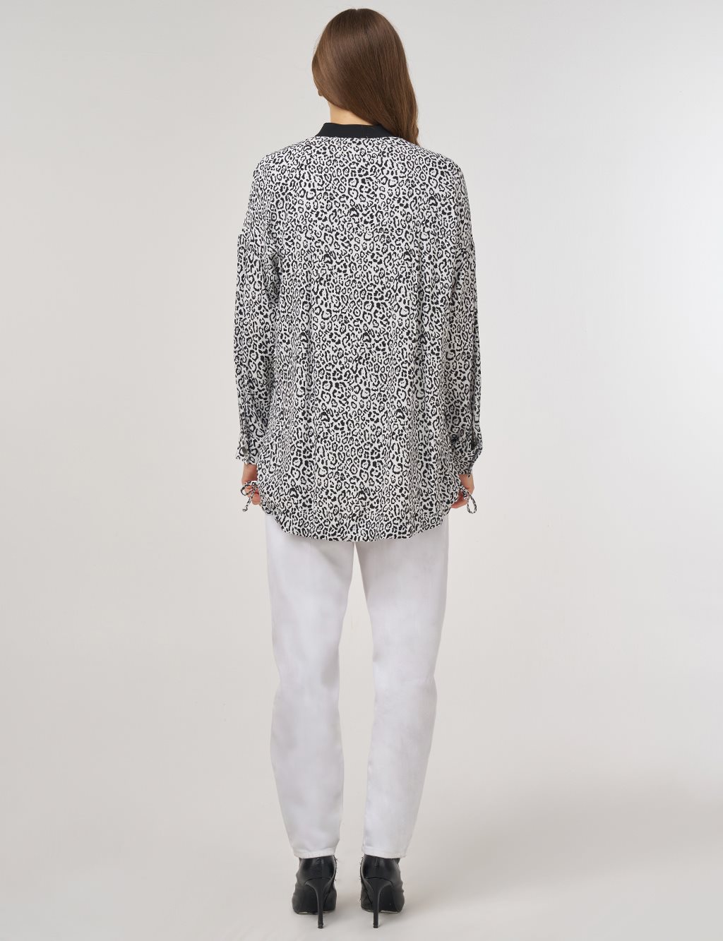 Leopard-Print Viscose Tunic Black