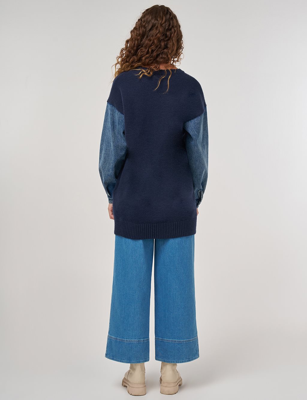 Denim Garnili Triko Tunik Lacivert