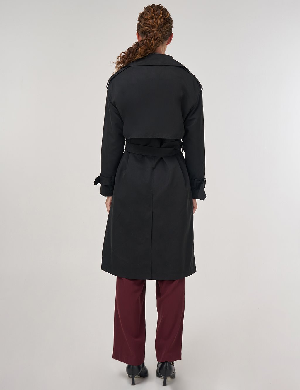 Epaulet Detailed Trench Coat Black