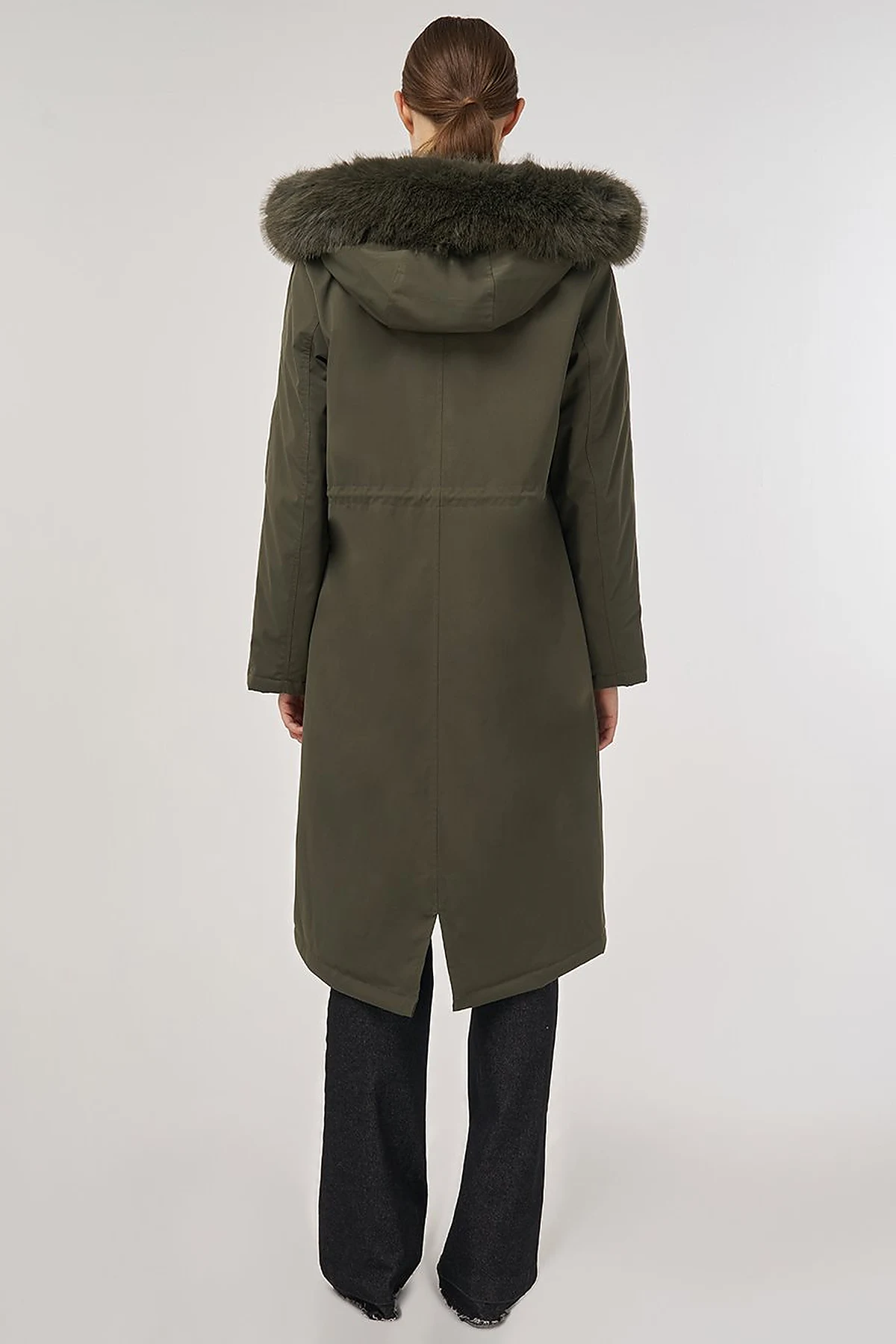 Faux Fur Anorak Jacket Khaki