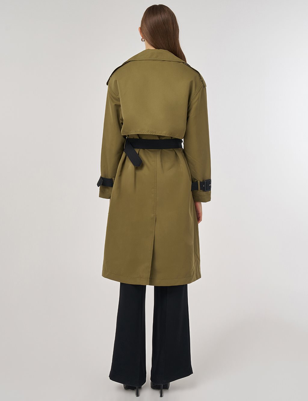 Epaulet Detailed Trench Coat Khaki