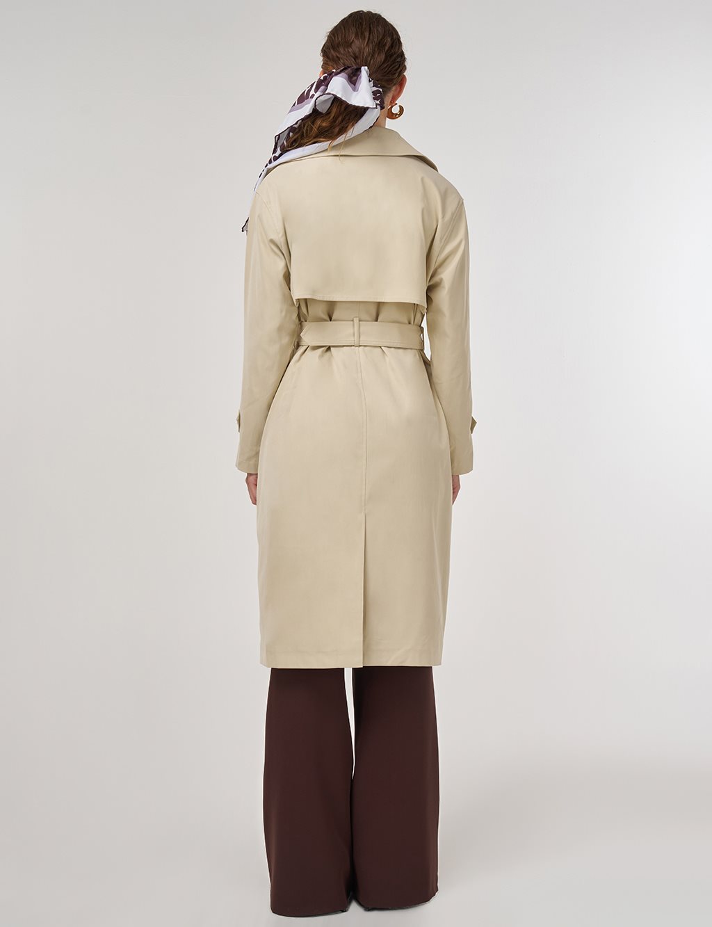 Erkek Yaka Trençkot Taş 