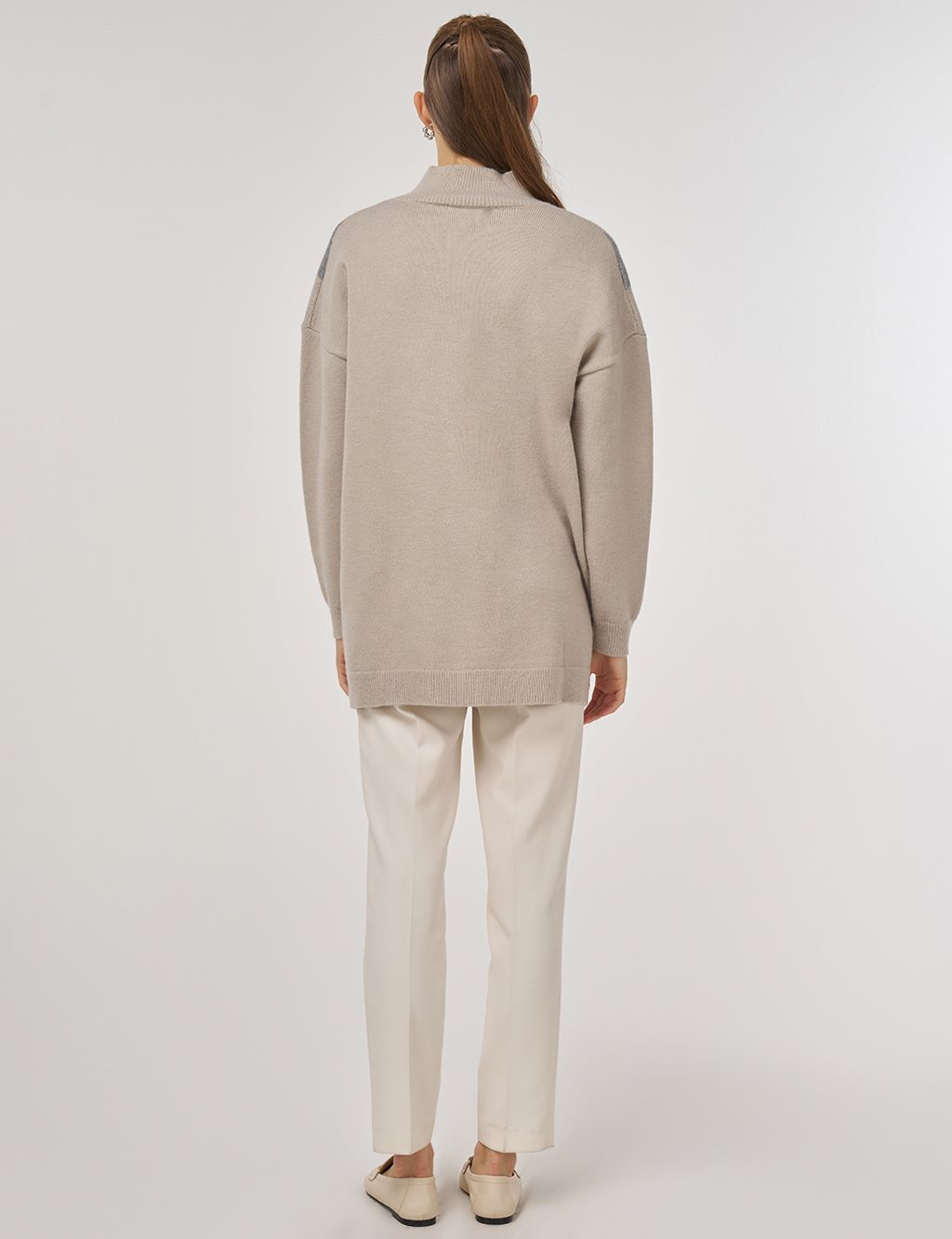 Argyle Pattern Knit Tunic Gray