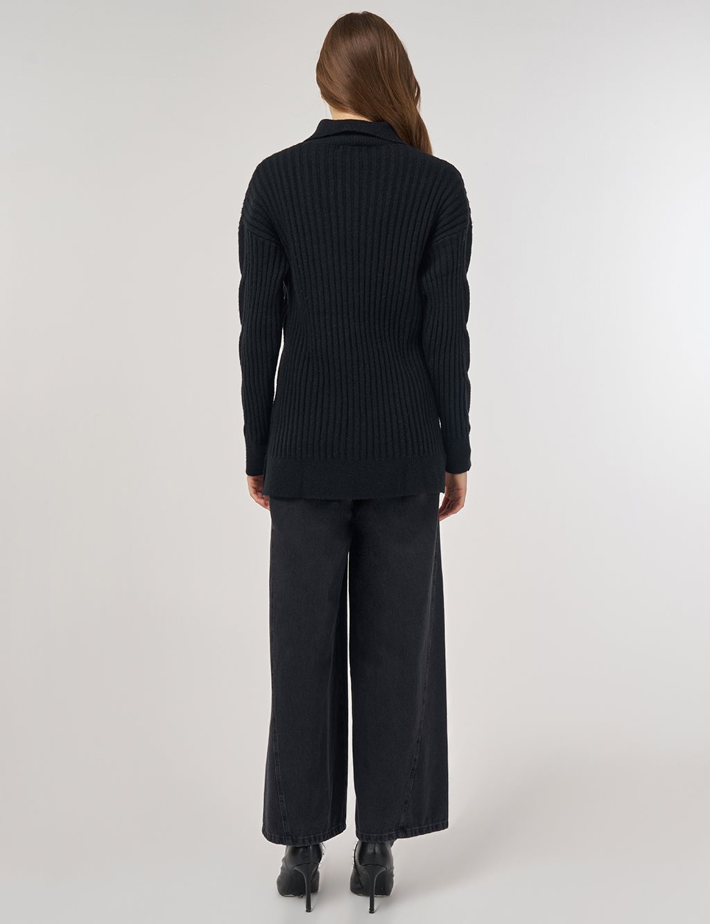 Payet İşlemeli Viskon Triko Tunik Siyah