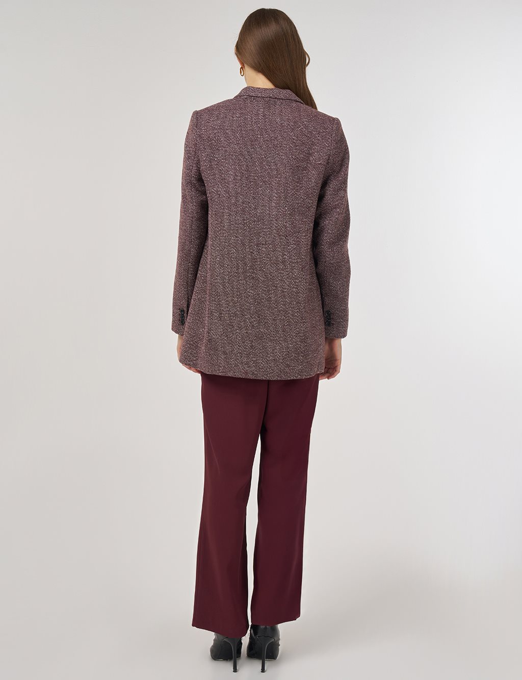 Yün Karışımlı Blazer Ceket Koyu Bordo