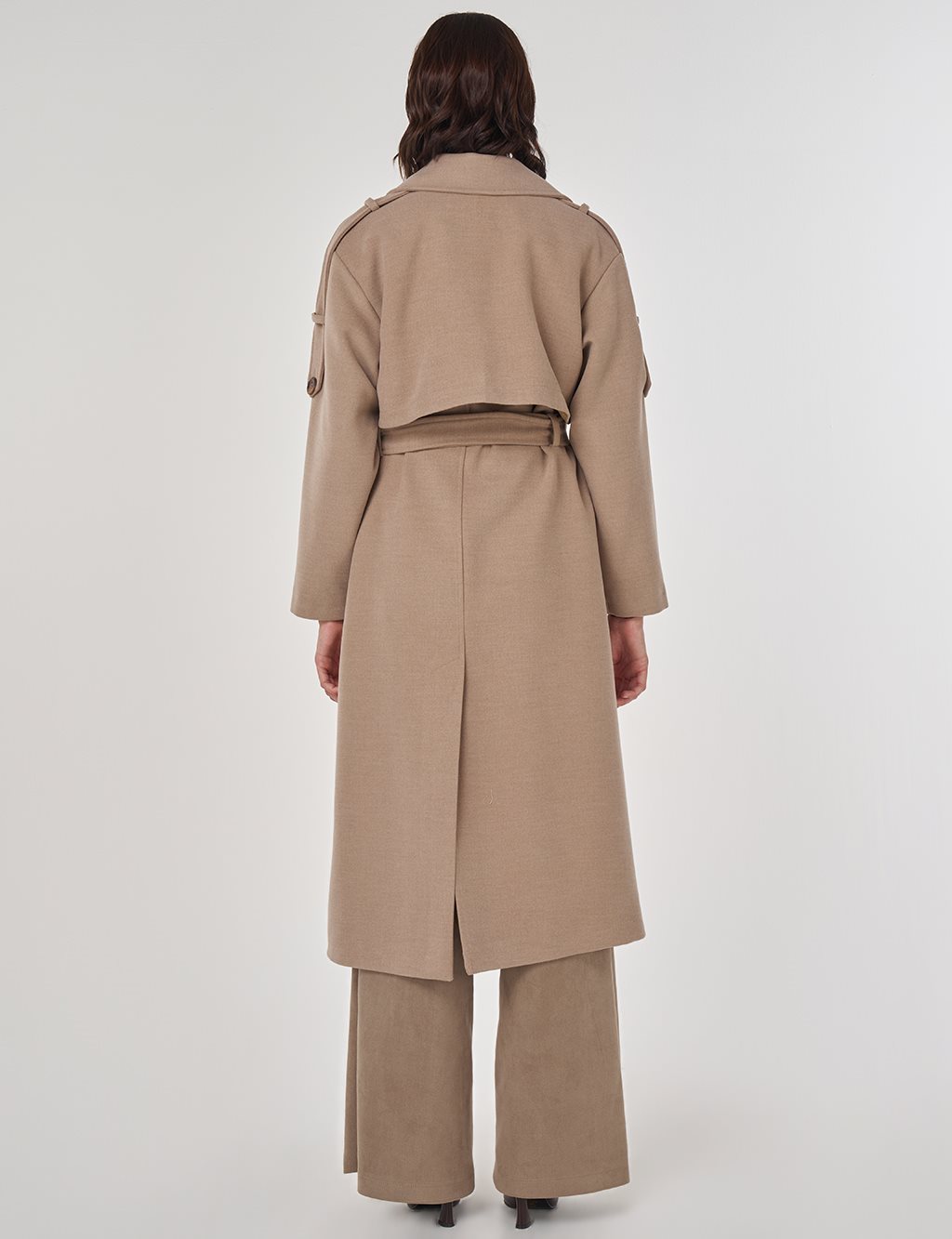 Belted Wool Coat Taupe