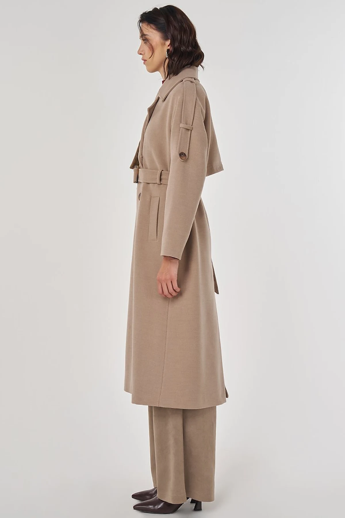 Belted Wool Coat Taupe