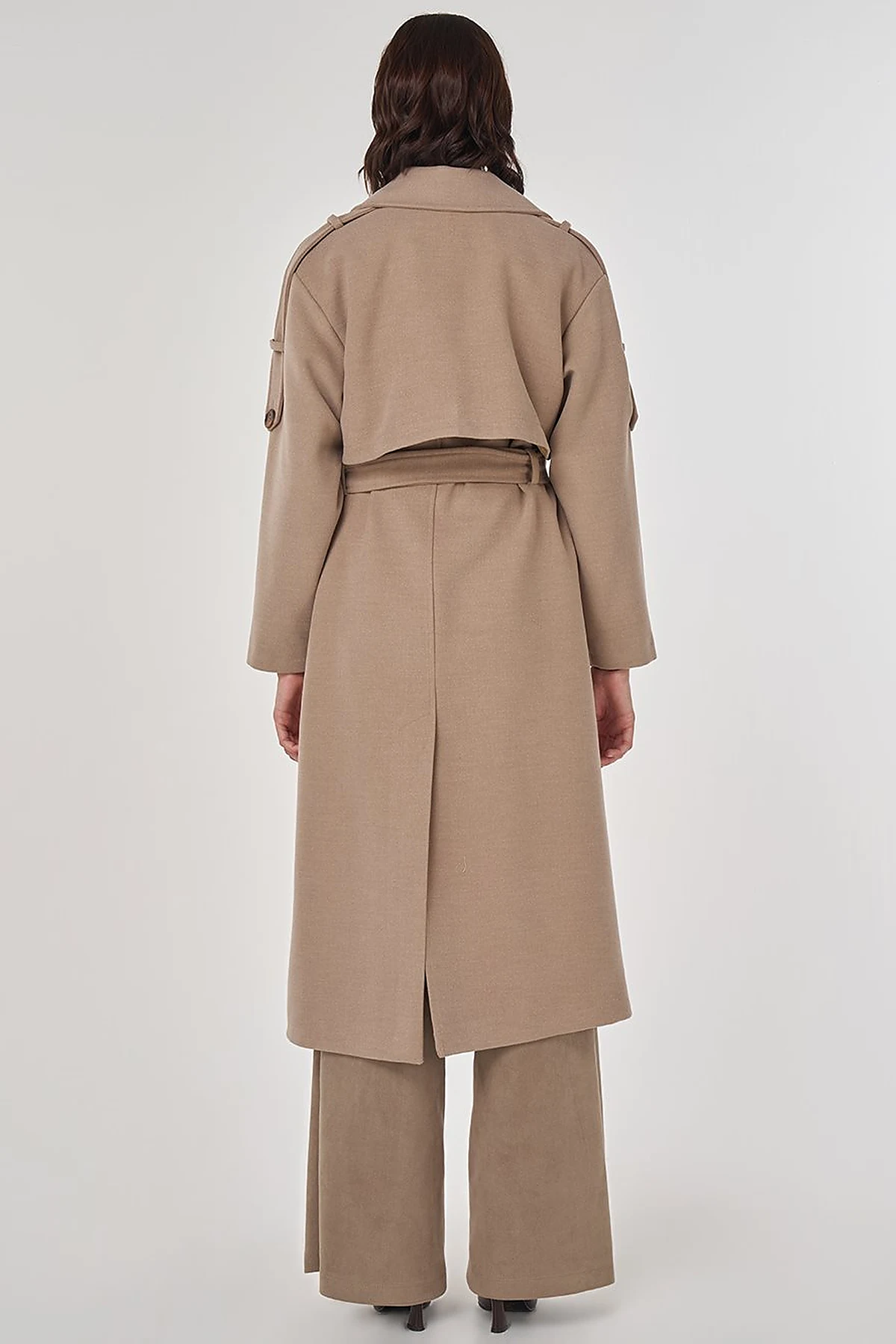Belted Wool Coat Taupe