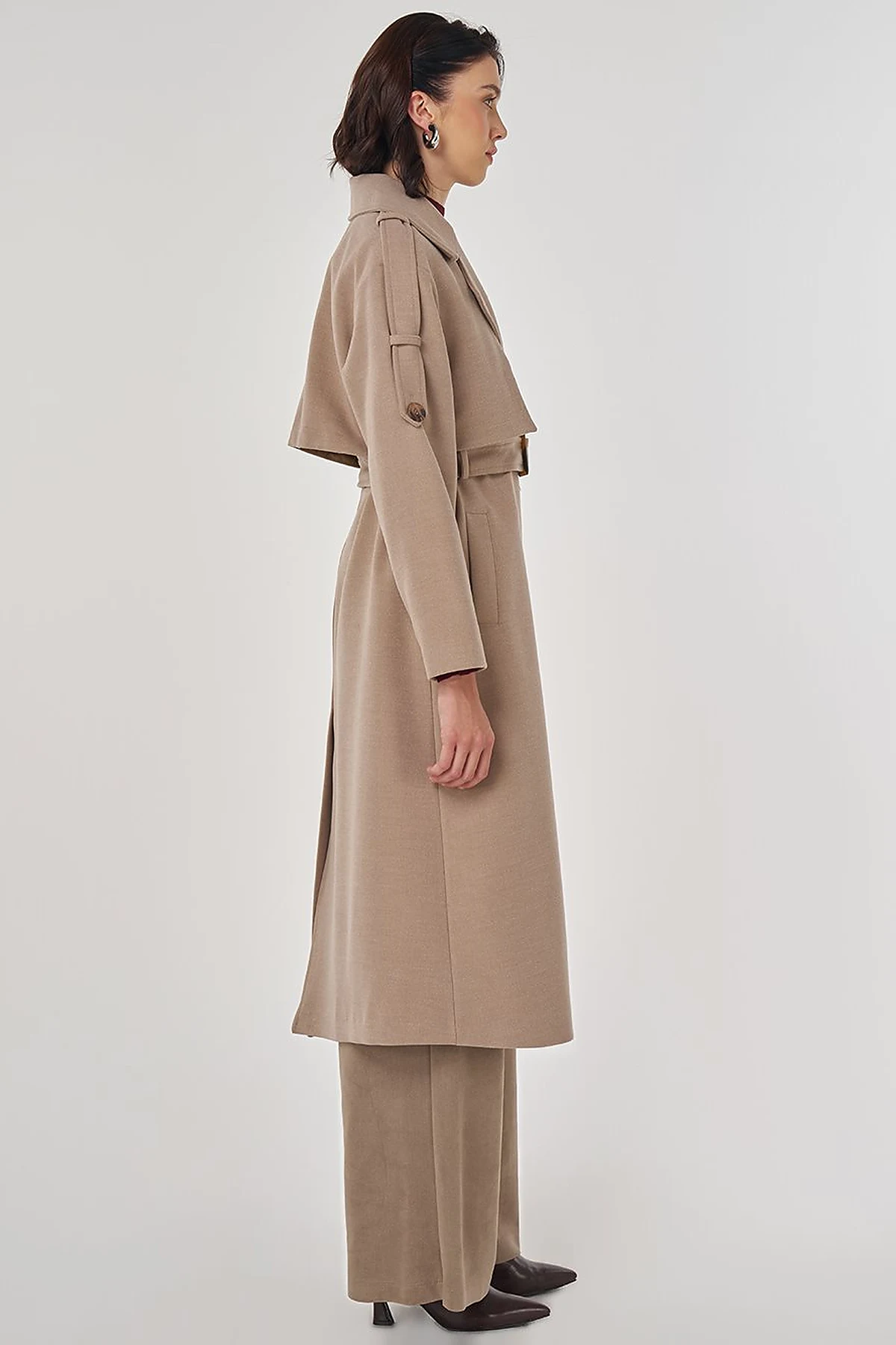 Belted Wool Coat Taupe