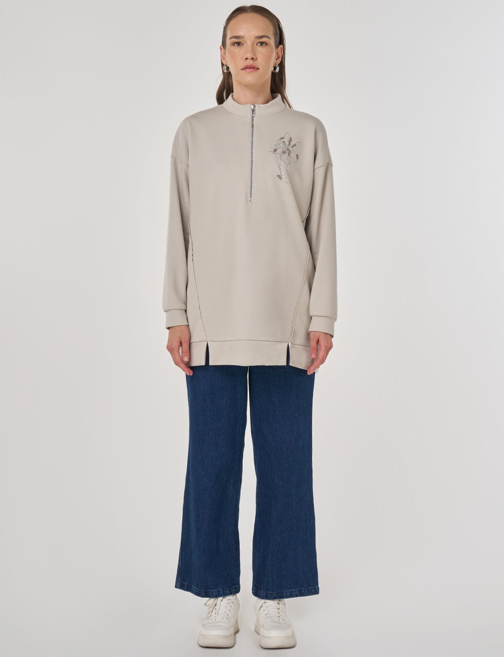 Hotfix Printed Three-Thread Sweatshirt Grey