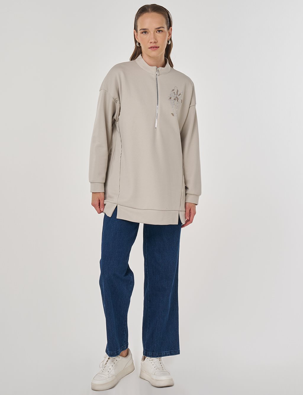 Hotfix Printed Three-Thread Sweatshirt Grey