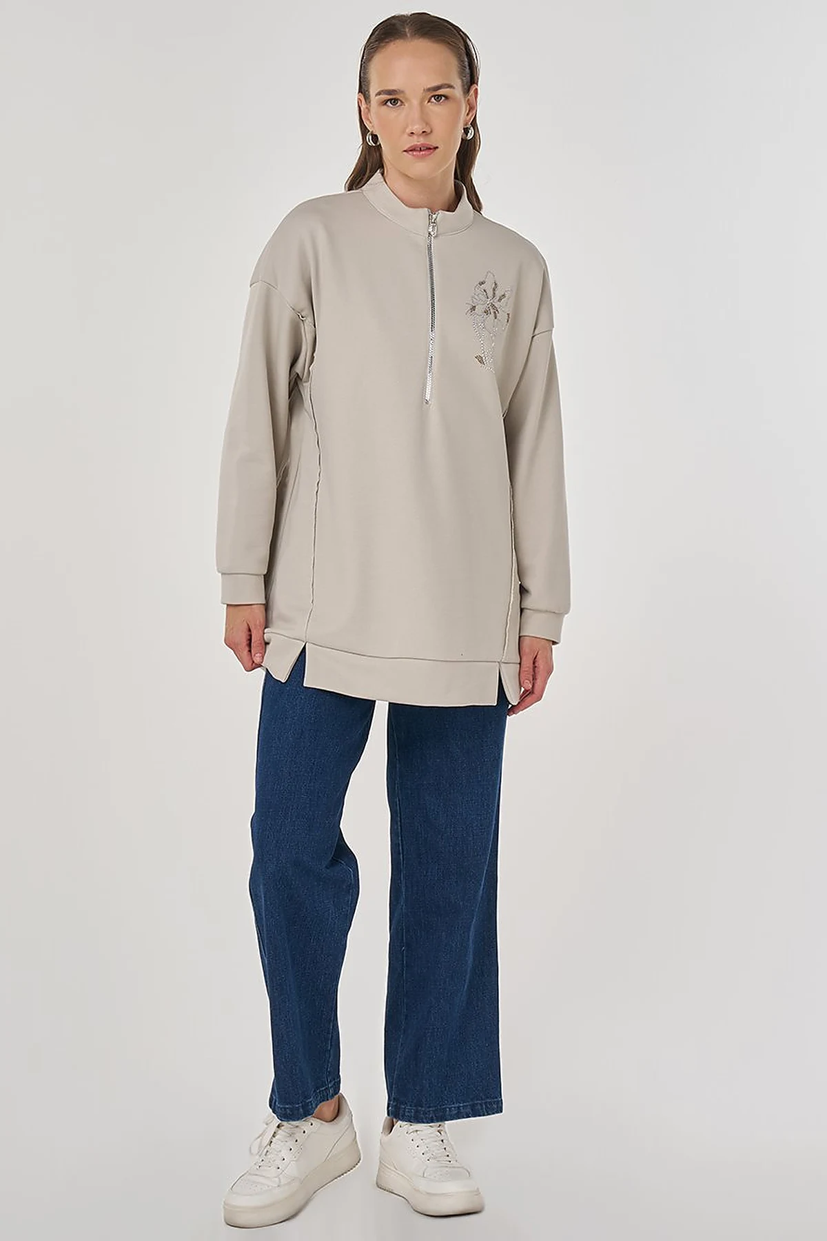 Hotfix Printed Three-Thread Sweatshirt Grey
