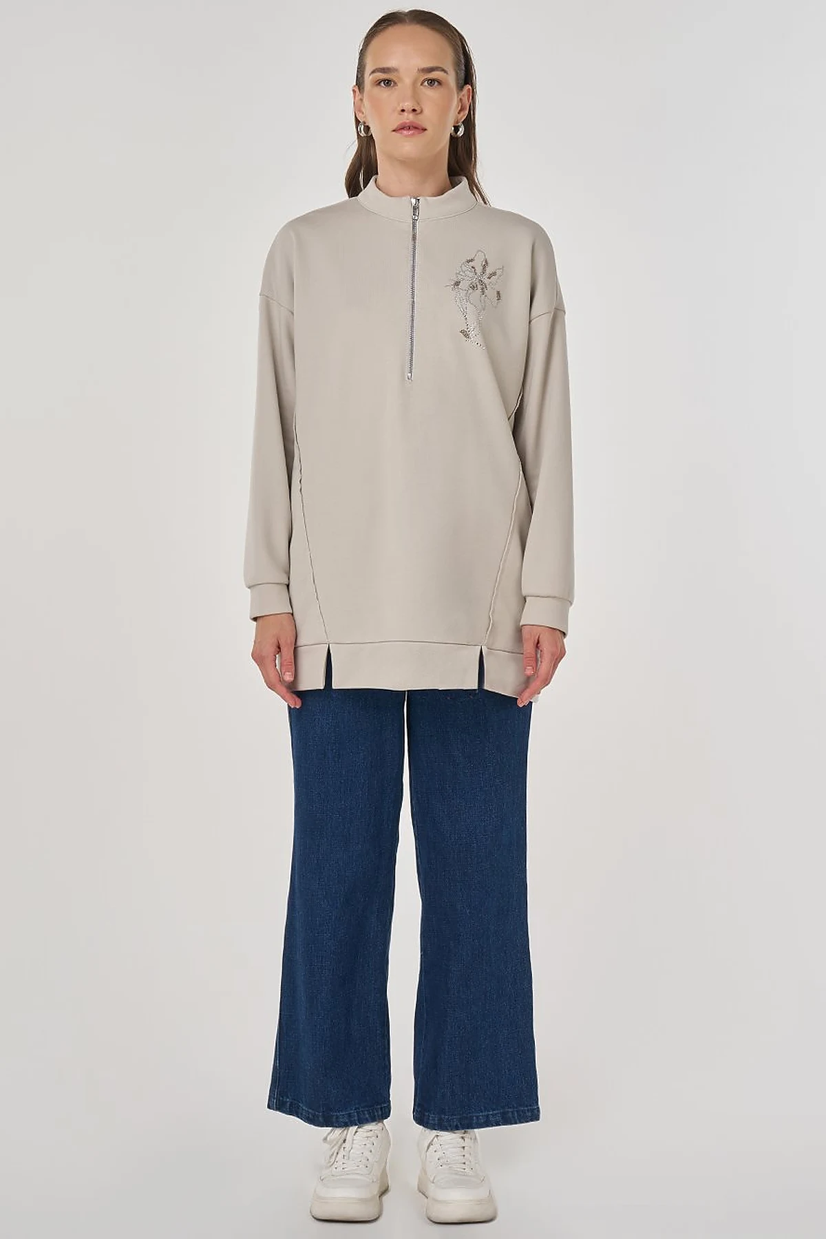 Hotfix Printed Three-Thread Sweatshirt Grey