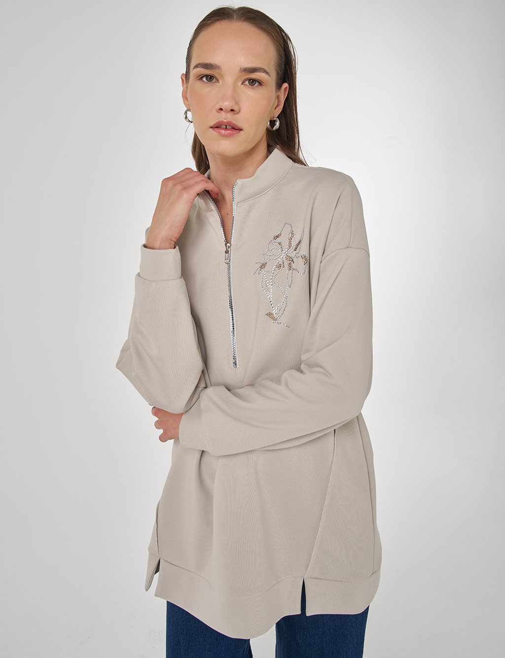 Hotfix Printed Three-Thread Sweatshirt Grey