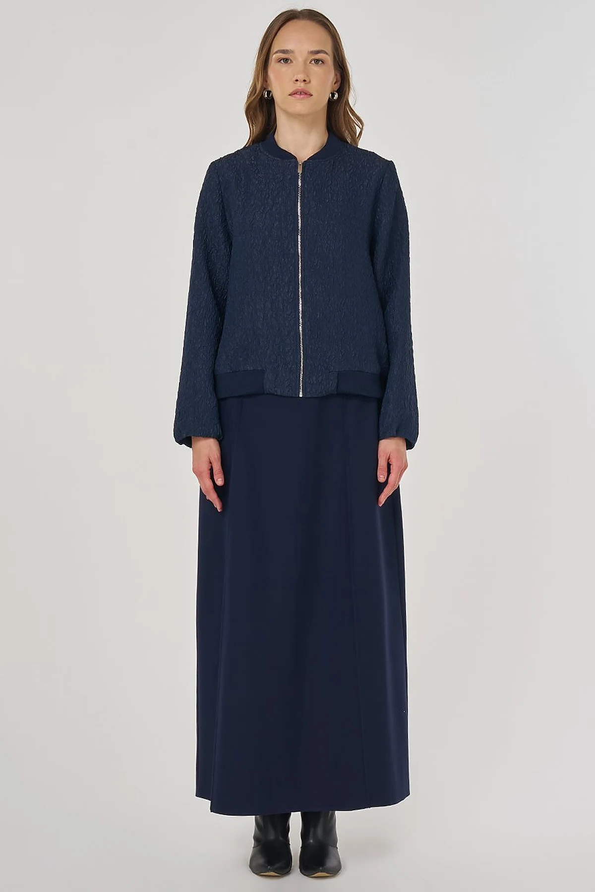 Jacquard Skirt Set Navy 
