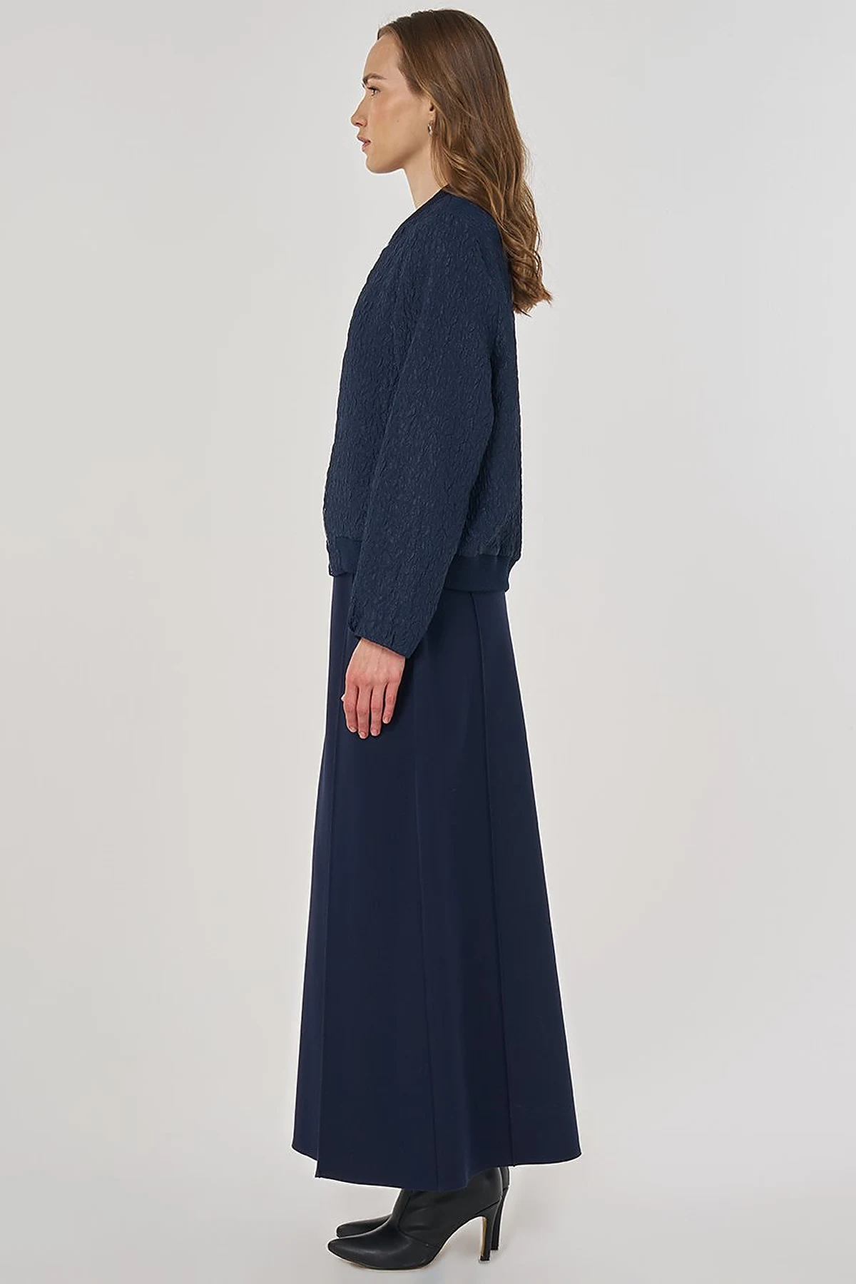 Jacquard Skirt Set Navy 