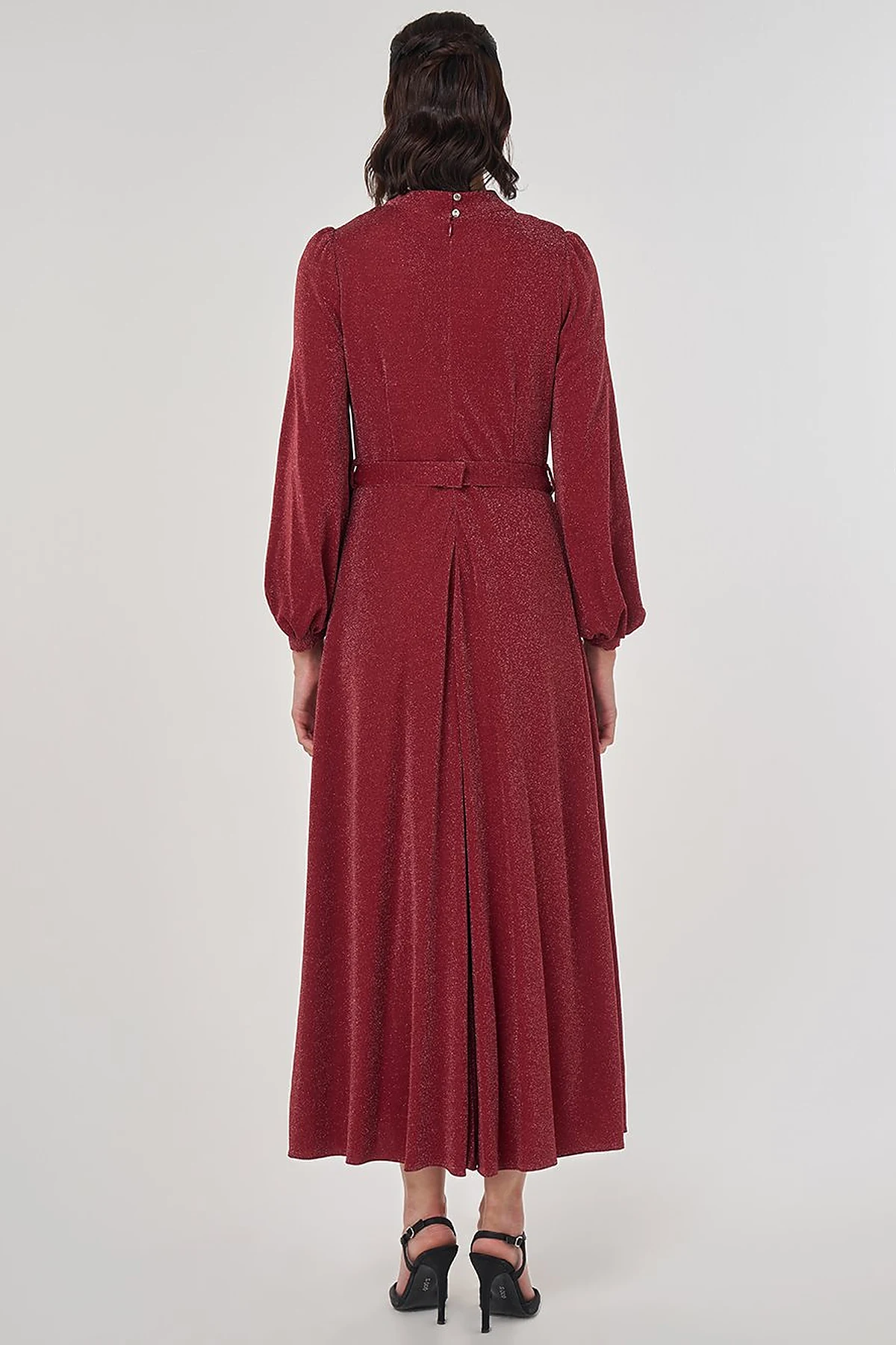 Draped Neck Elegant Dress Burgundy