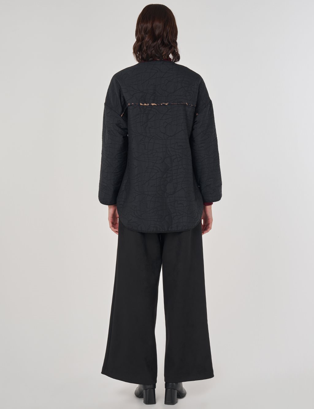 Patch Pocket Embossed Pattern Jacket Black