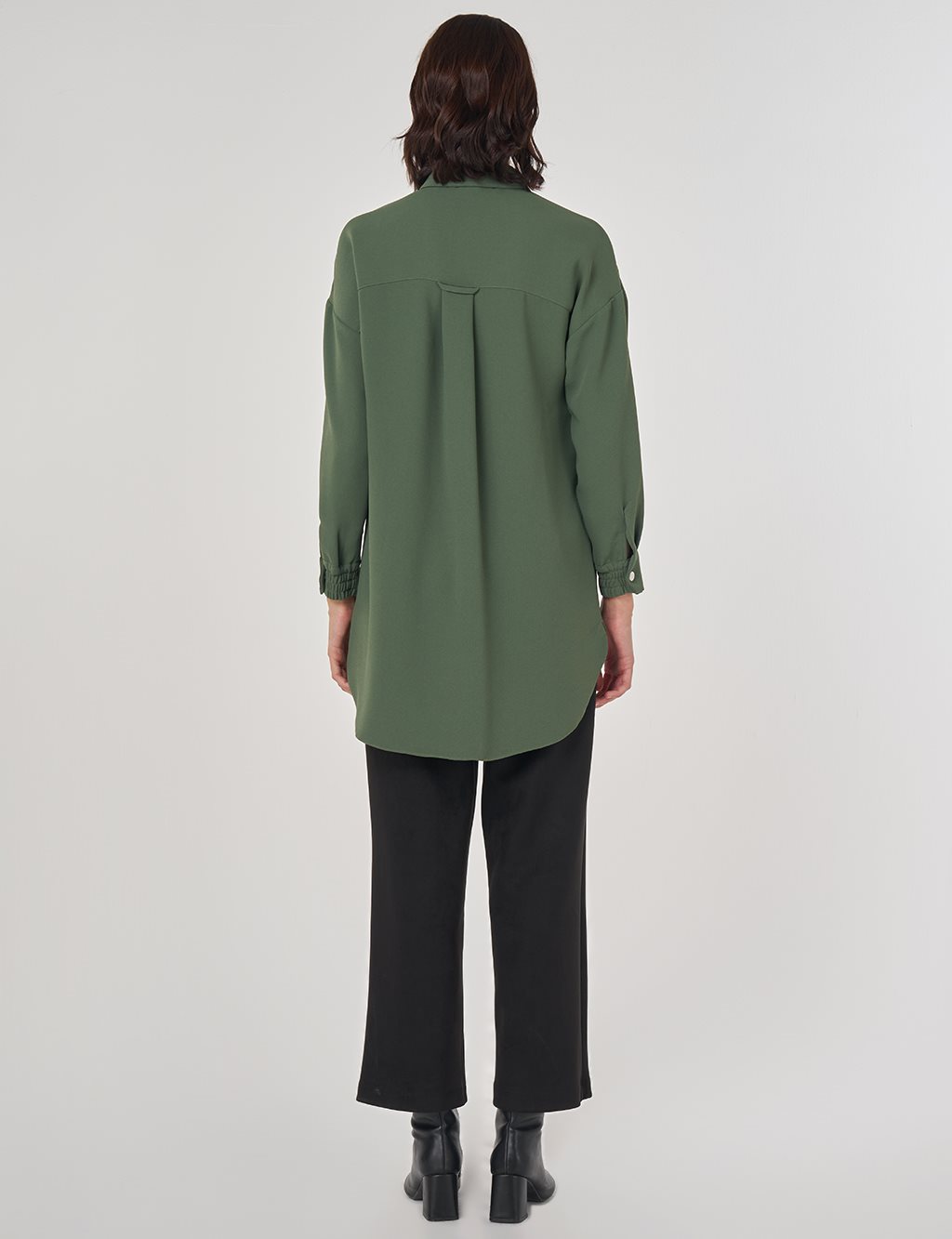 Kapak Cep Detaylı Bluz Orman Yeşili 