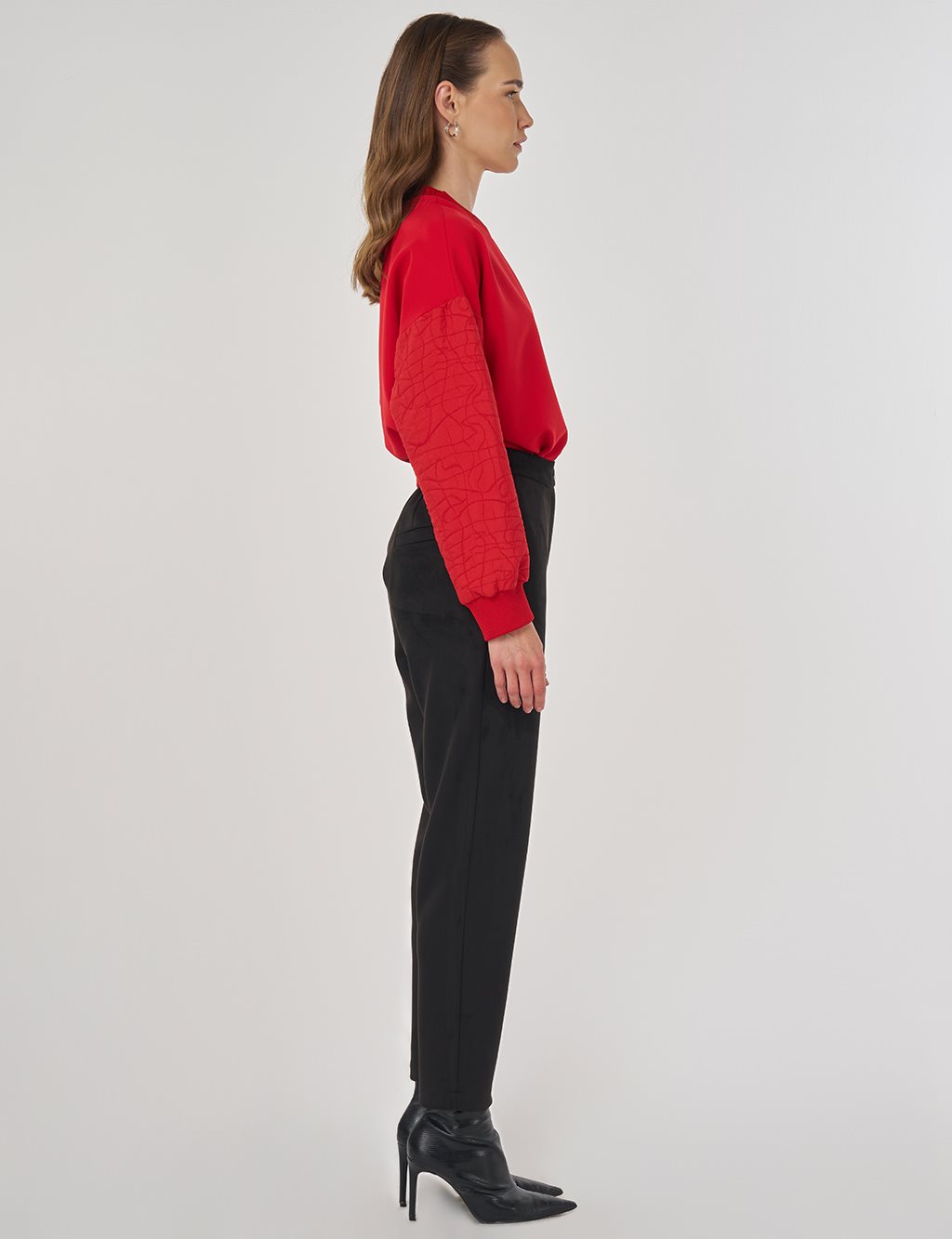 Carrot Fit Suede Pants Black