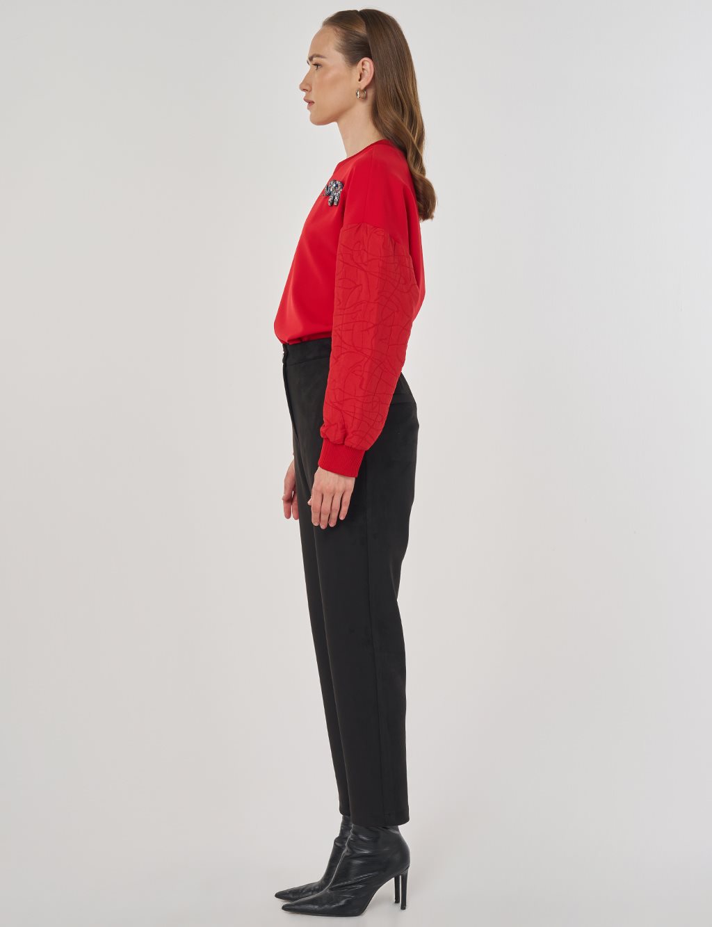 Carrot Fit Suede Pants Black