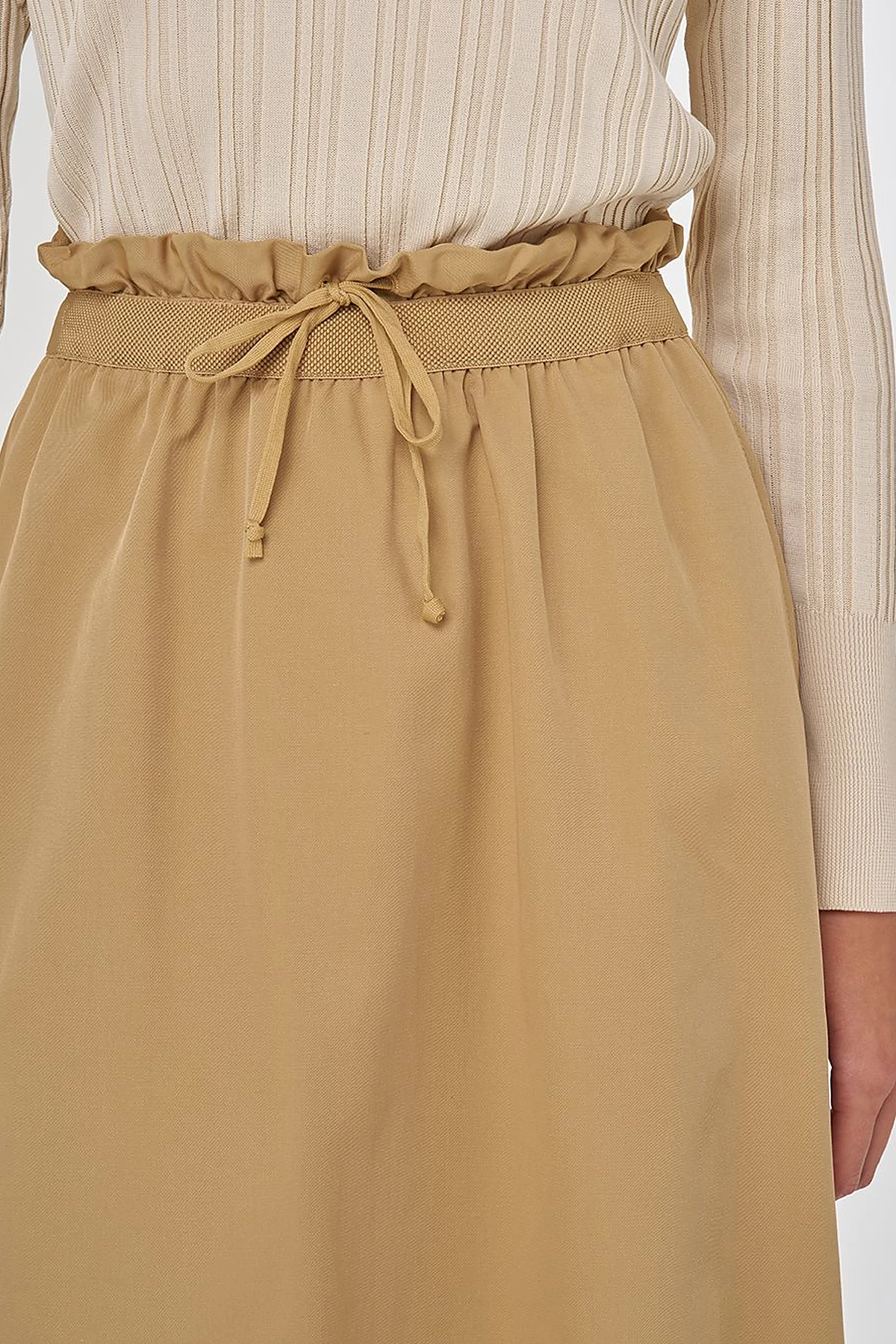 Cotton Flared Skirt Beige