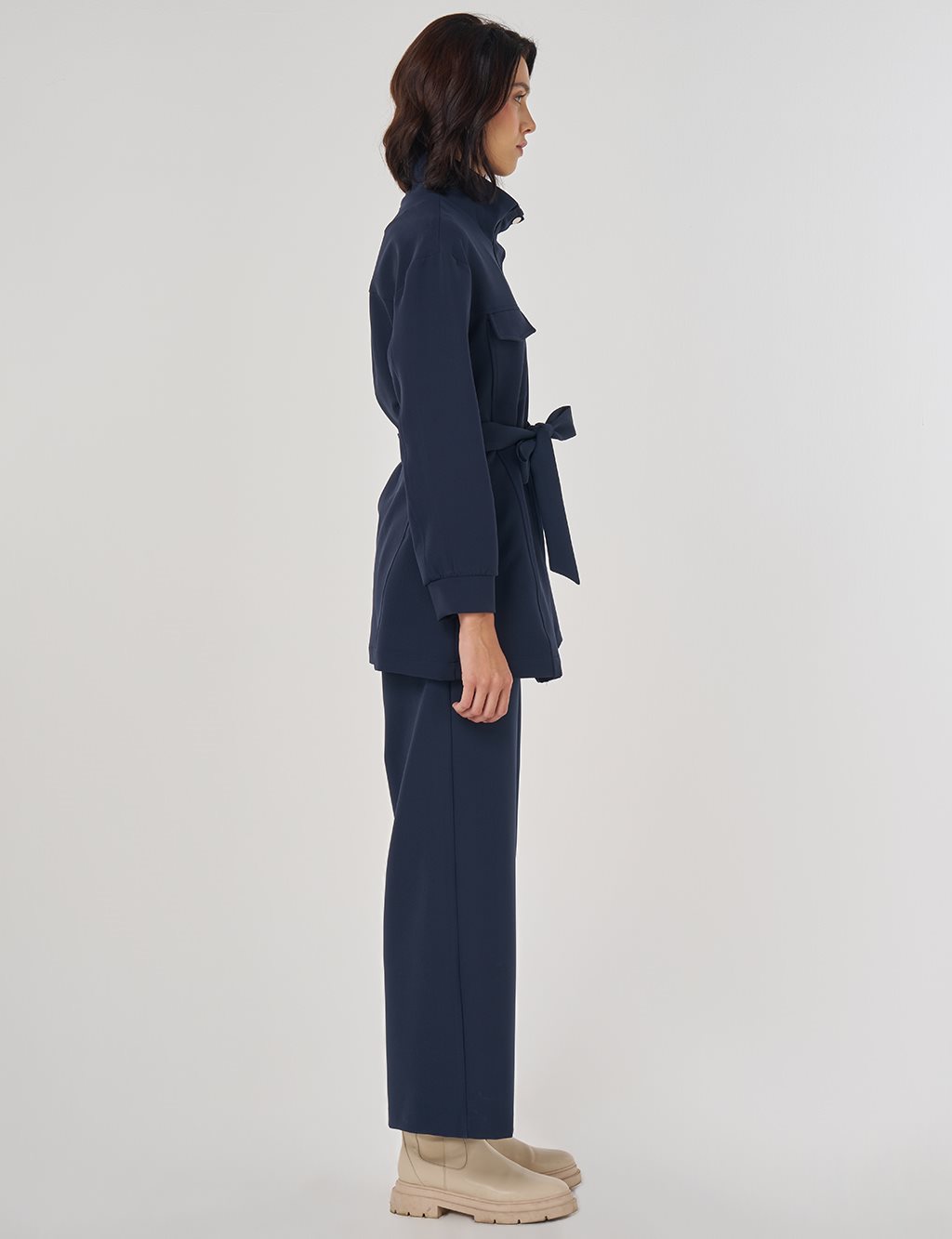 Stitch Detailed Two-Piece Set Dark Navy