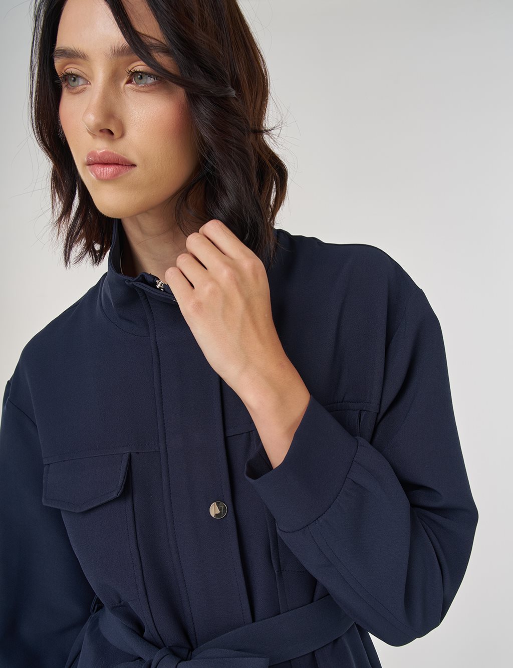 Stitch Detailed Two-Piece Set Dark Navy