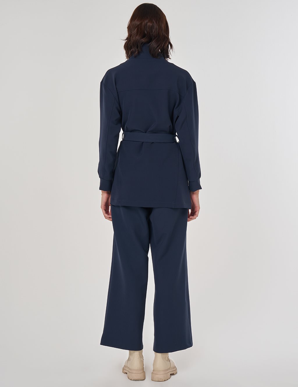 Stitch Detailed Two-Piece Set Dark Navy